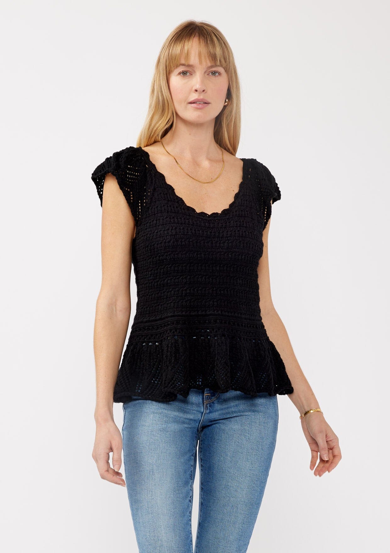 Women's Short Sleeve Peplum Knit Top | LOVESTITCH