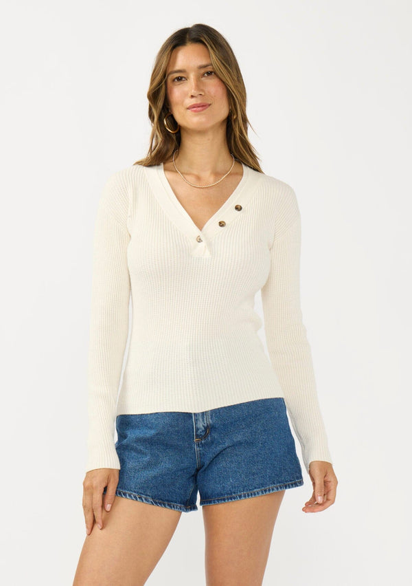 Women's Long Sleeve Waffle Knit Sweater Top | LOVESTITCH