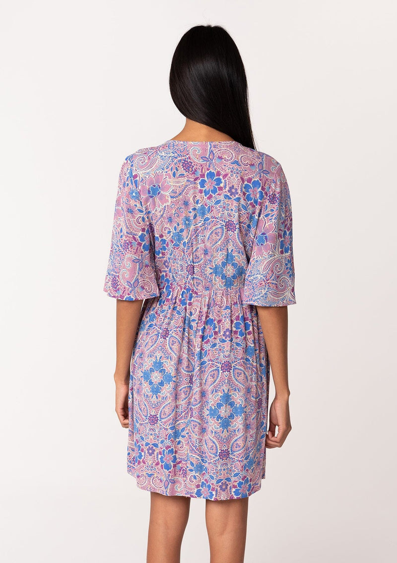 Lovestitch V-Neck Empire Waist Minidress in Dusty Rose/Blue at Nordstrom Rack, Size Small Lovestitch V-Neck Empire Waist Minidress in Dusty Rose/Blue at Nordstrom Rack, Size Small