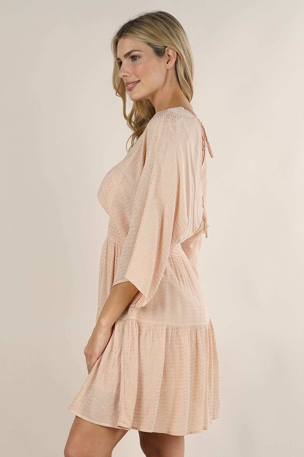 Easy Street Boho Mini Dress Peach/Gold / M Easy Street Boho Mini Dress Peach/Gold / M