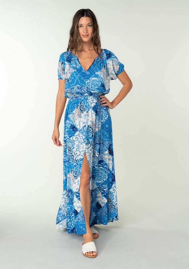 Women's Bohemian Blue Patchwork Floral Maxi Dress | LOVESTITCH Women's Bohemian Blue Patchwork Floral Maxi Dress | LOVESTITCH