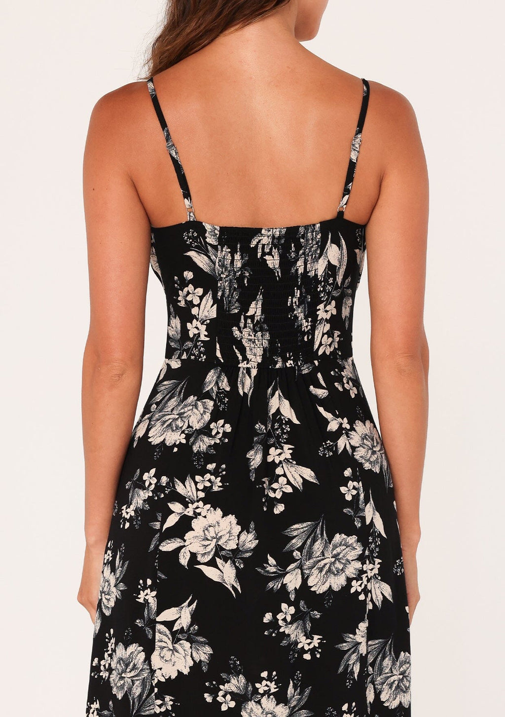 Women's Black Vintage Floral Maxi Dress | LOVESTITCH