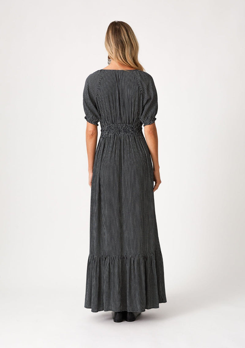 puff short sleeve maxi dress Short-Sleeve Long Formal Dress 38868 with Train Black / 00