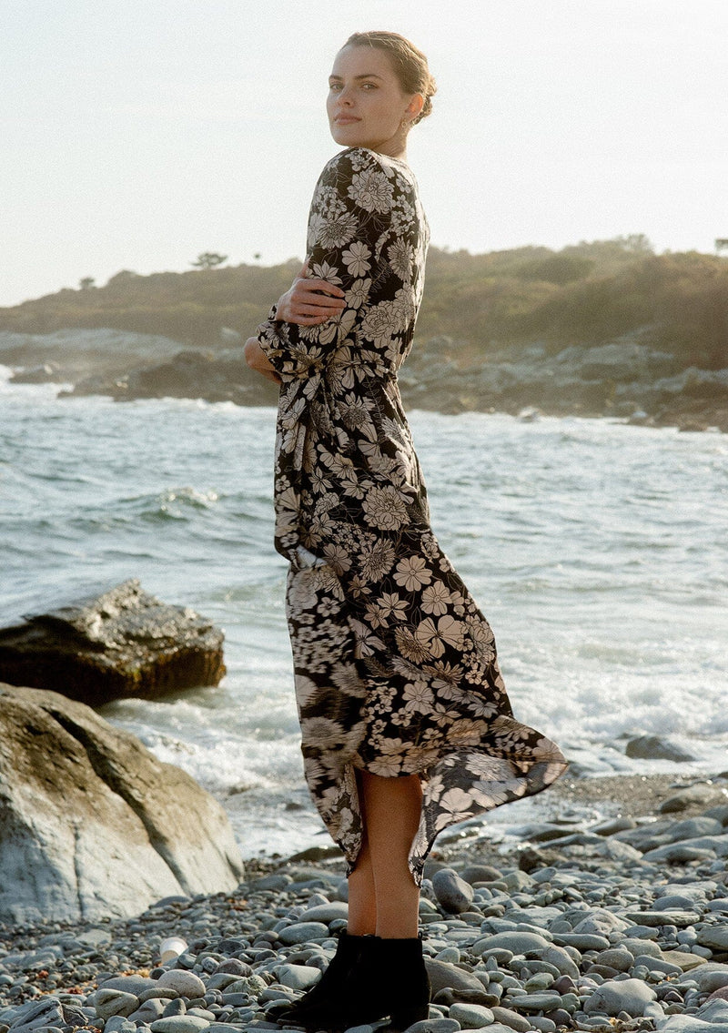 Women's Elegant Floral Wrap Dress - LOVESTITCH Women's Elegant Floral Wrap Dress - LOVESTITCH