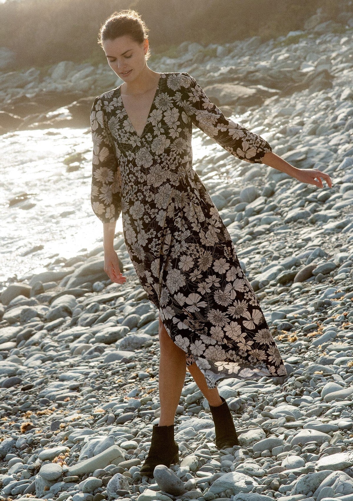 Women's Elegant Floral Wrap Dress - LOVESTITCH