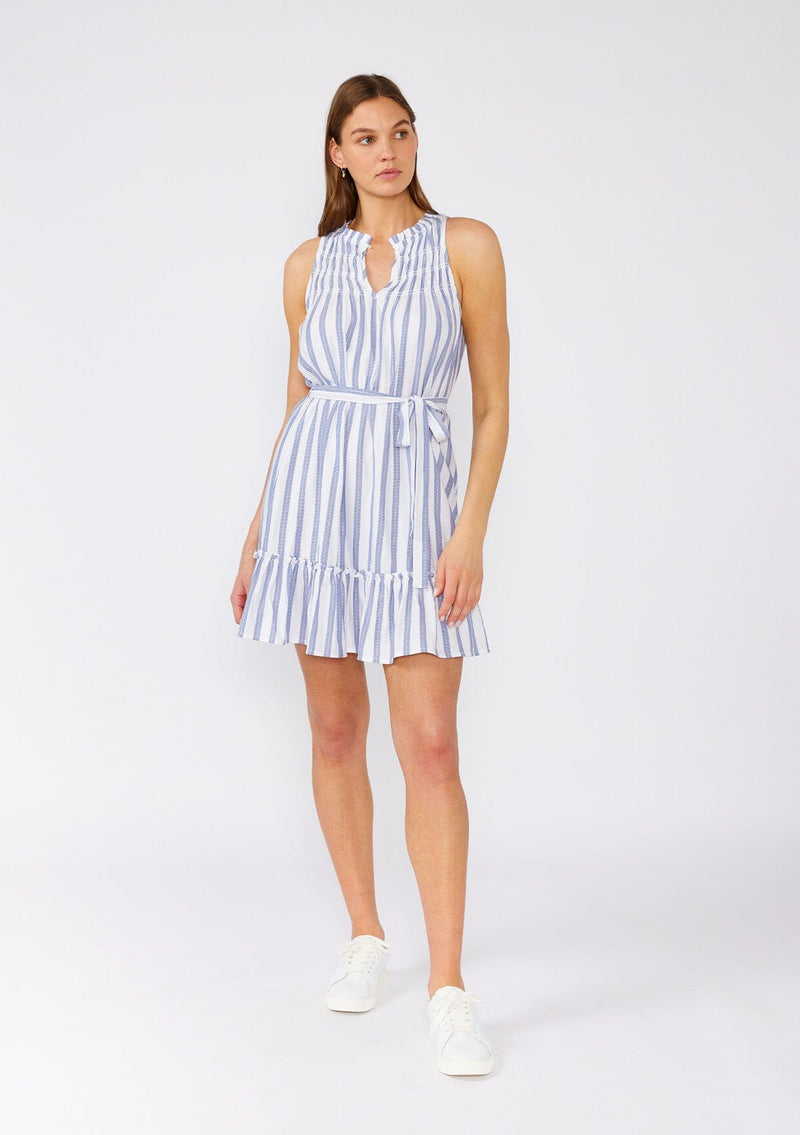Women's Blue & White Striped Sleeveless Mini Dress | LOVESTITCH Women's Blue & White Striped Sleeveless Mini Dress | LOVESTITCH