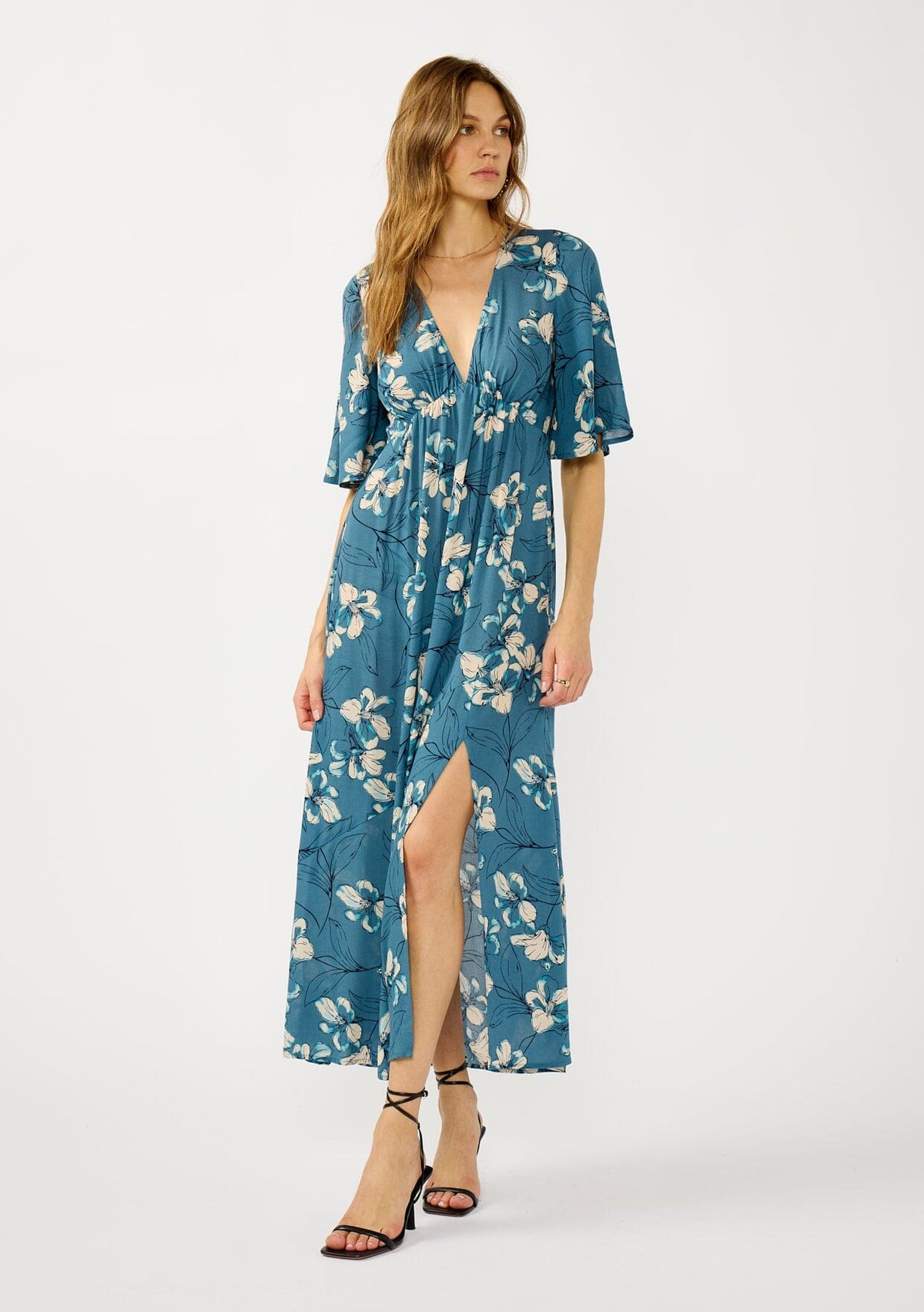 Trailing Blossom Maxi Dress Teal/Blue / M