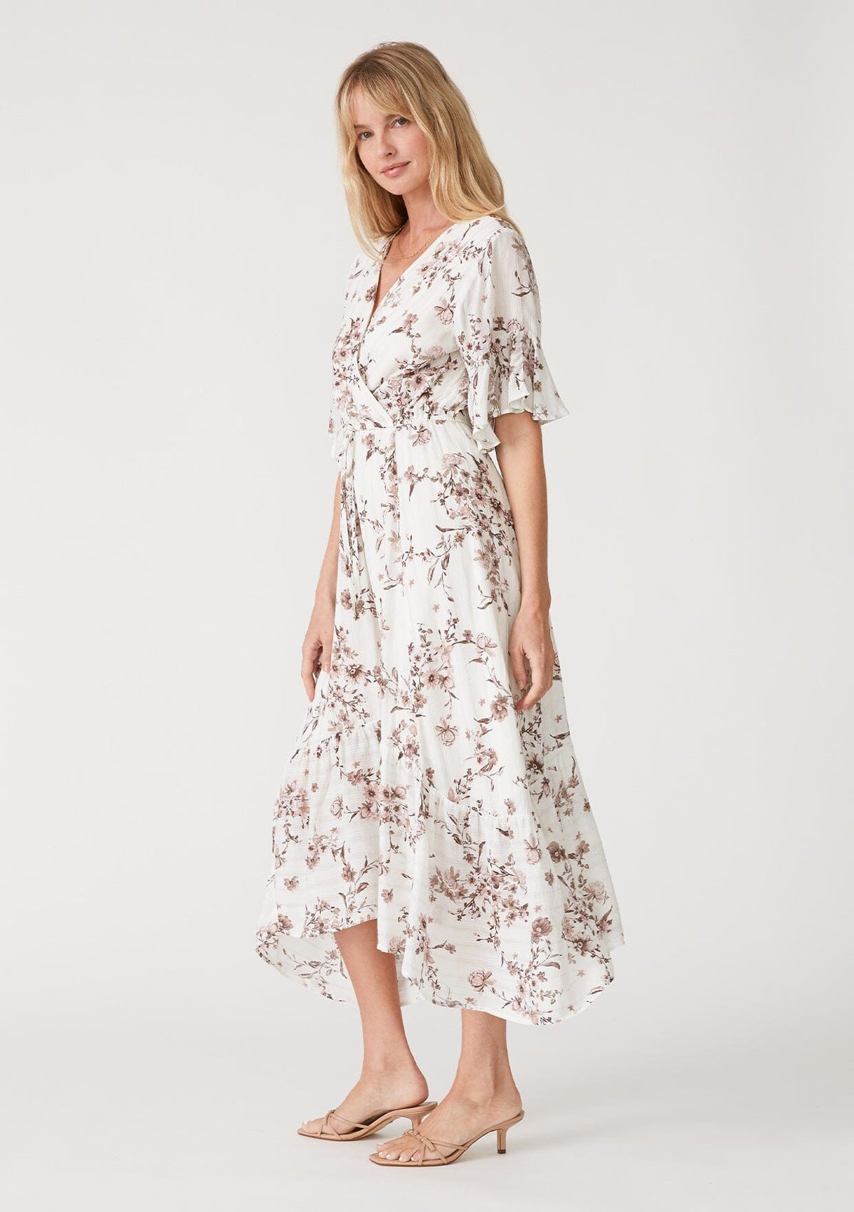 Elena Floral Maxi Dress Ivory/Taupe / M