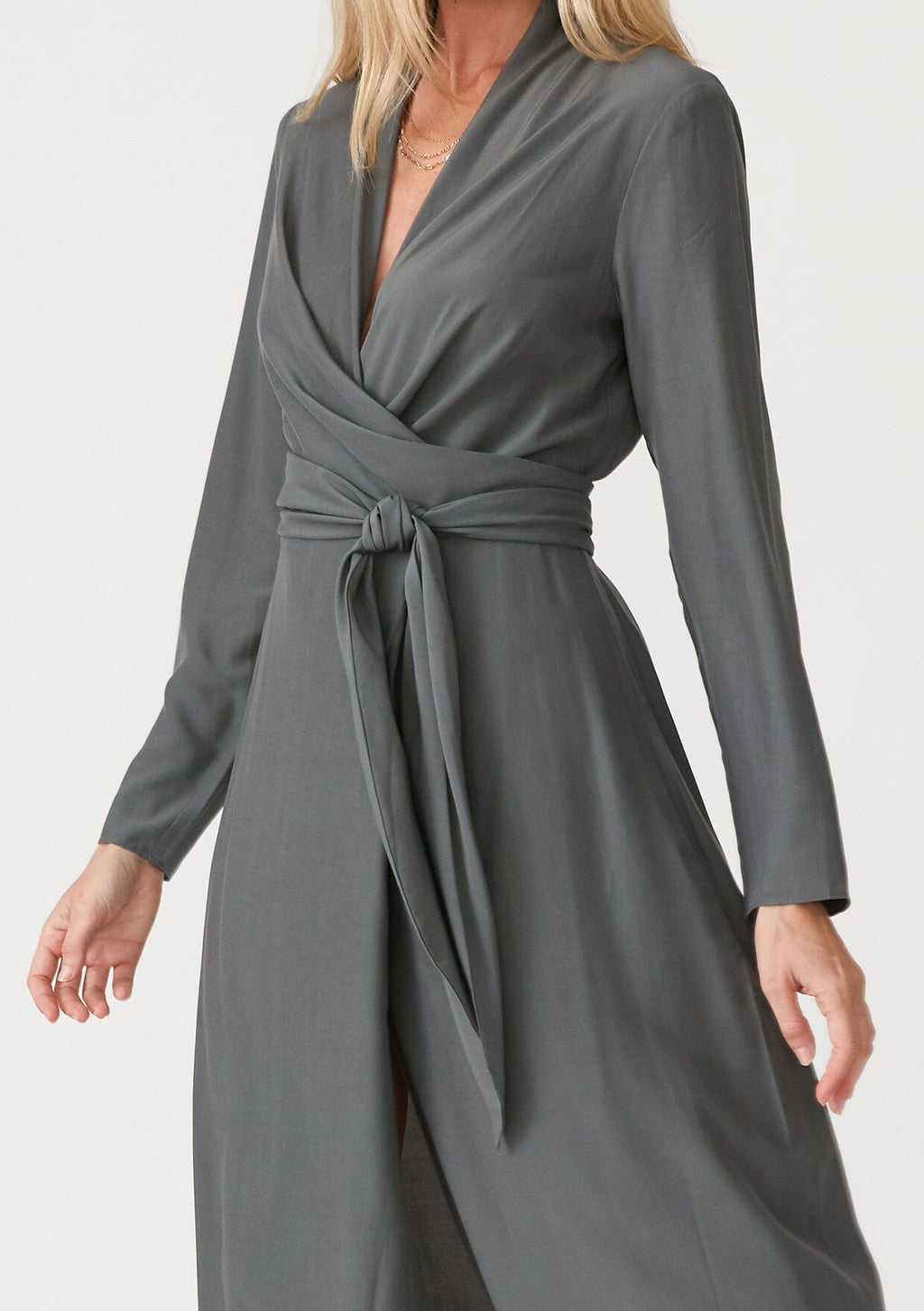 Women's Sophisticated Black Midi Wrap Dress