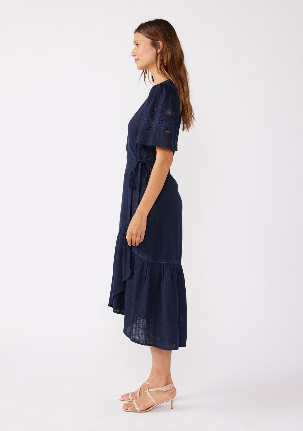 Sadie Embroidered Wrap Dress Vanilla / S Sadie Embroidered Wrap Dress Vanilla / S