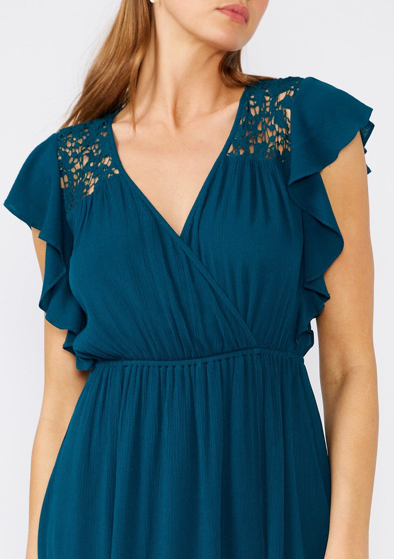 Women's Bohemian Blue Crochet Mini Dress