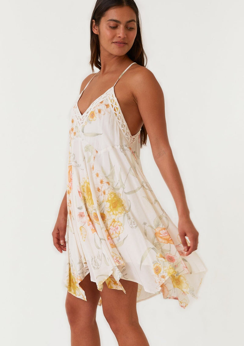 Women's Bohemian Ivory & Pink Floral Mini Dress | LOVESTITCH Women's Bohemian Ivory & Pink Floral Mini Dress | LOVESTITCH