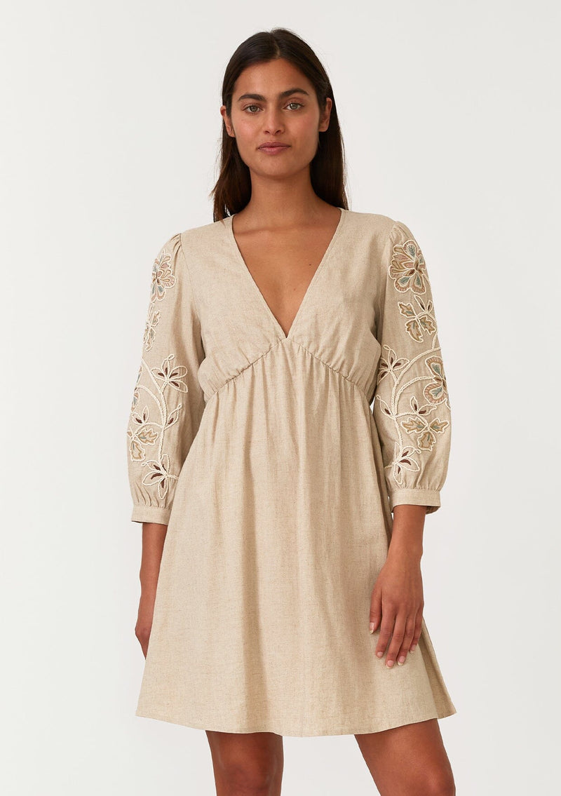 Shiloh Embroidered Mini Dress Natural / S Shiloh Embroidered Mini Dress Natural / S