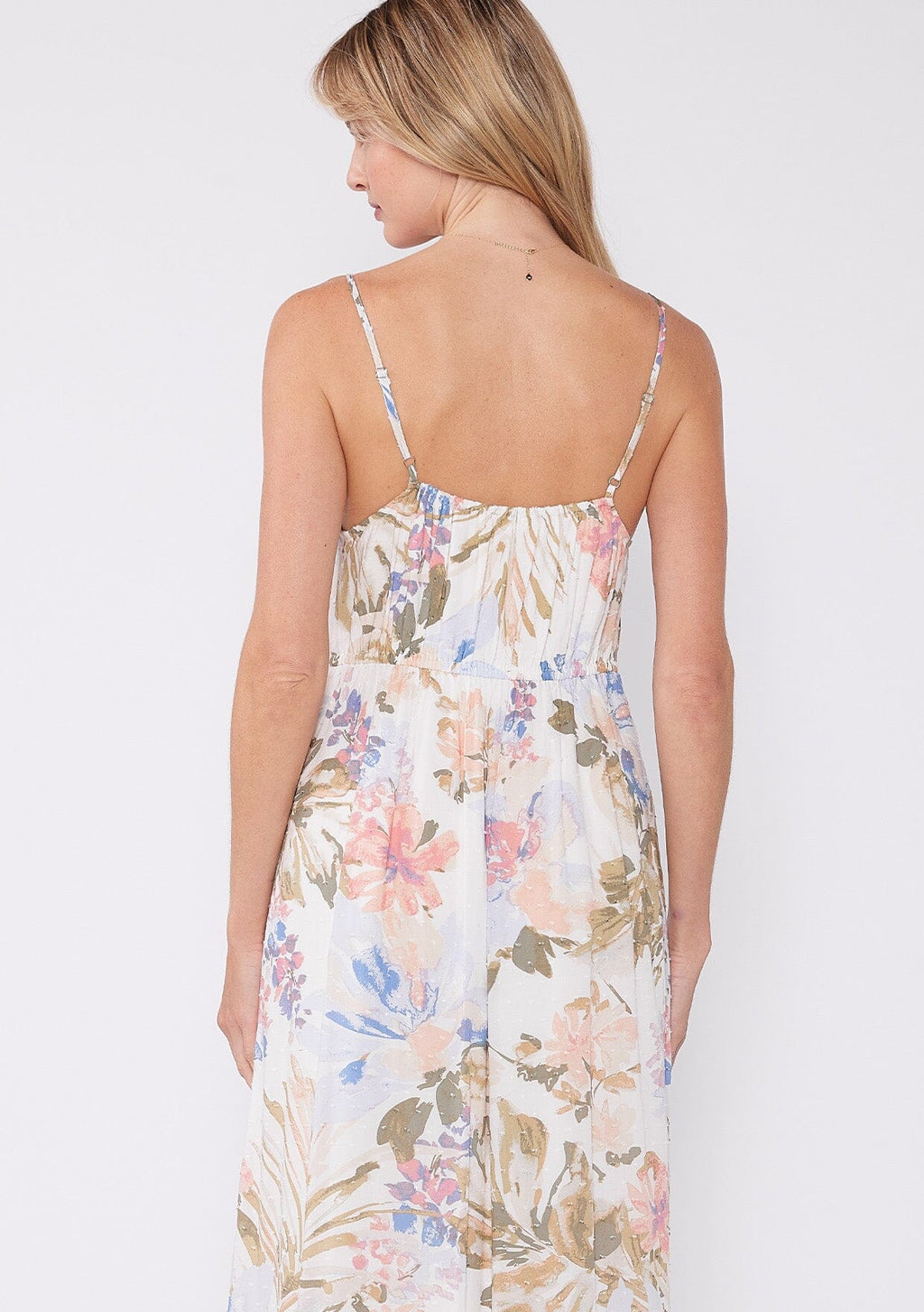 Women's Sleeveless White & Blue Floral Summer Dress | LOVESTITCH