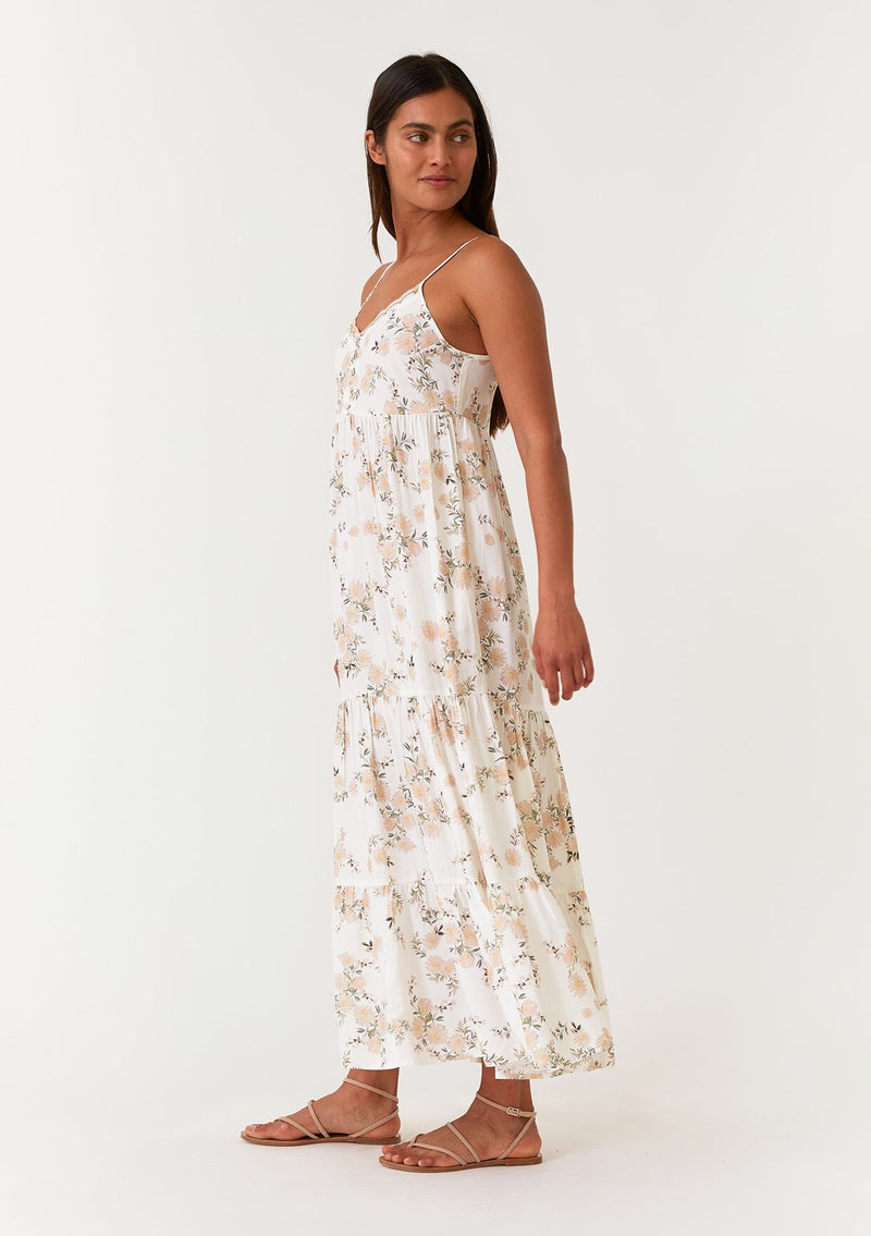 Women's Ivory & Pink Floral Maxi Tank Dress | LOVESTITCH Women's Ivory & Pink Floral Maxi Tank Dress | LOVESTITCH
