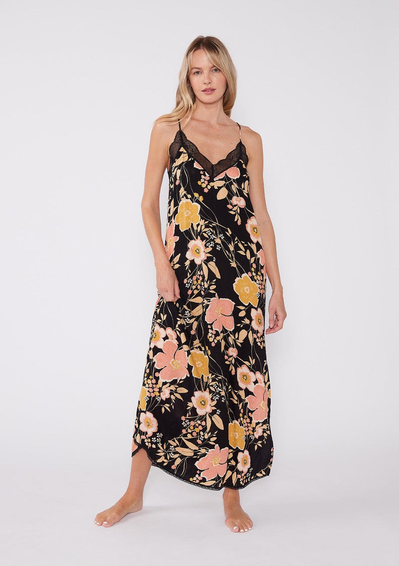 floral slip dress maxi Annabeth Satin Floral Maxi Slip Dress Rosy TRELLIS / L