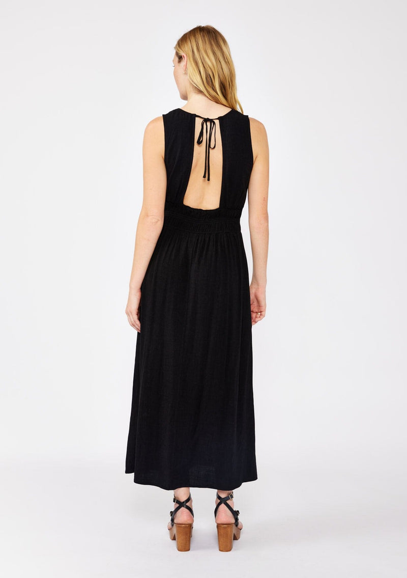 Women's Black Sleeveless Midi Dress + Smocked Dress | LOVESTITCH Black / M Women's Black Sleeveless Midi Dress + Smocked Dress | LOVESTITCH Black / M