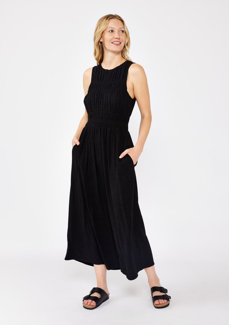 Women's Black Sleeveless Midi Dress + Smocked Dress | LOVESTITCH Black / M Women's Black Sleeveless Midi Dress + Smocked Dress | LOVESTITCH Black / M