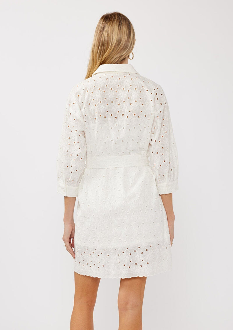 Sonia Eyelet Mini Shirt Dress White / L Sonia Eyelet Mini Shirt Dress White / L