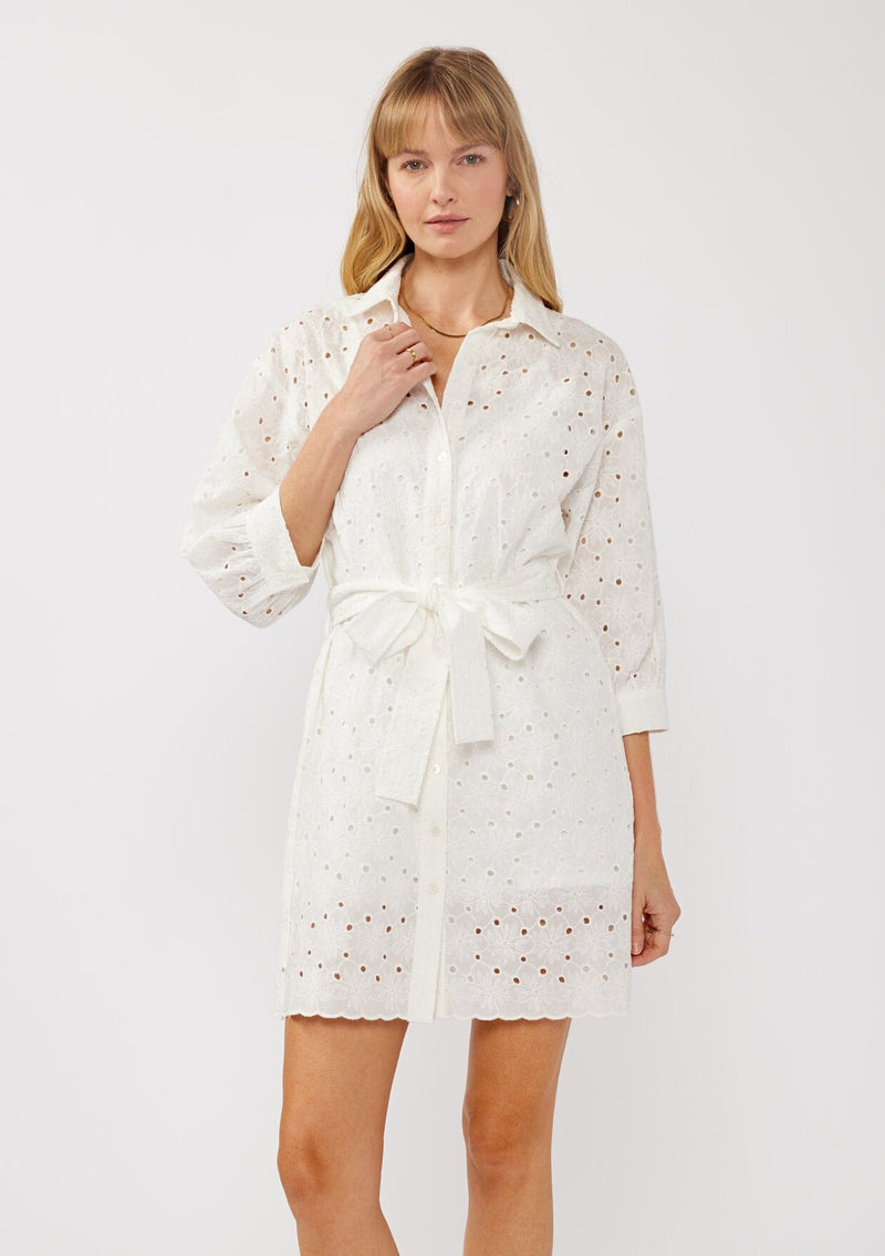 Sonia Eyelet Mini Shirt Dress White / L Sonia Eyelet Mini Shirt Dress White / L