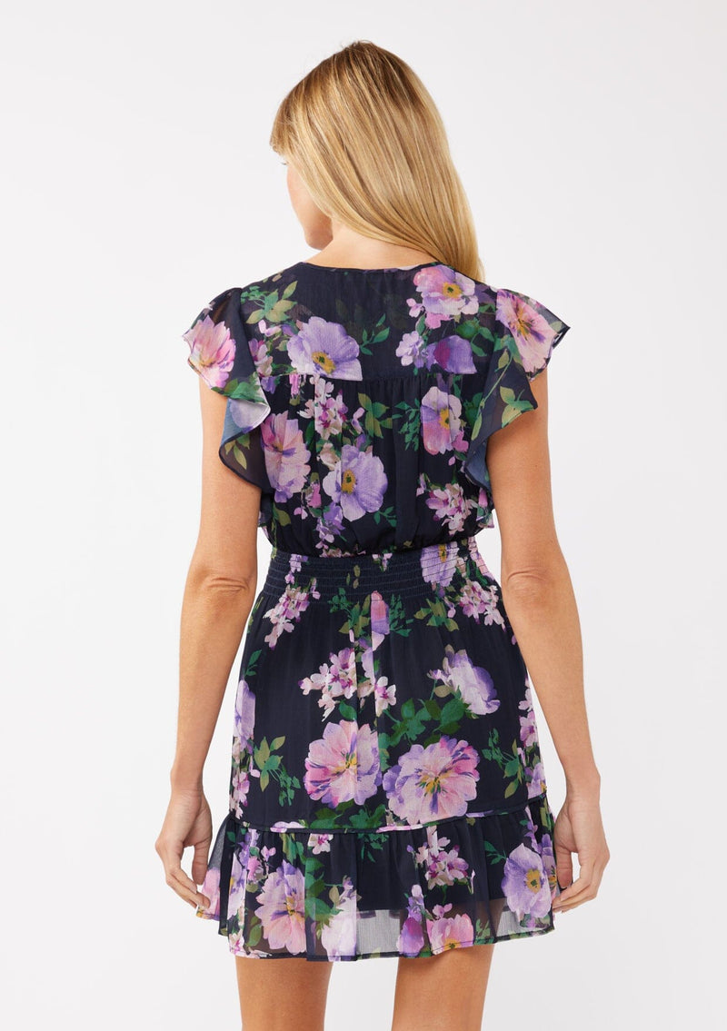 purple floral mini dress Flourish in Florals Mini Dress Navy/Lilac / M