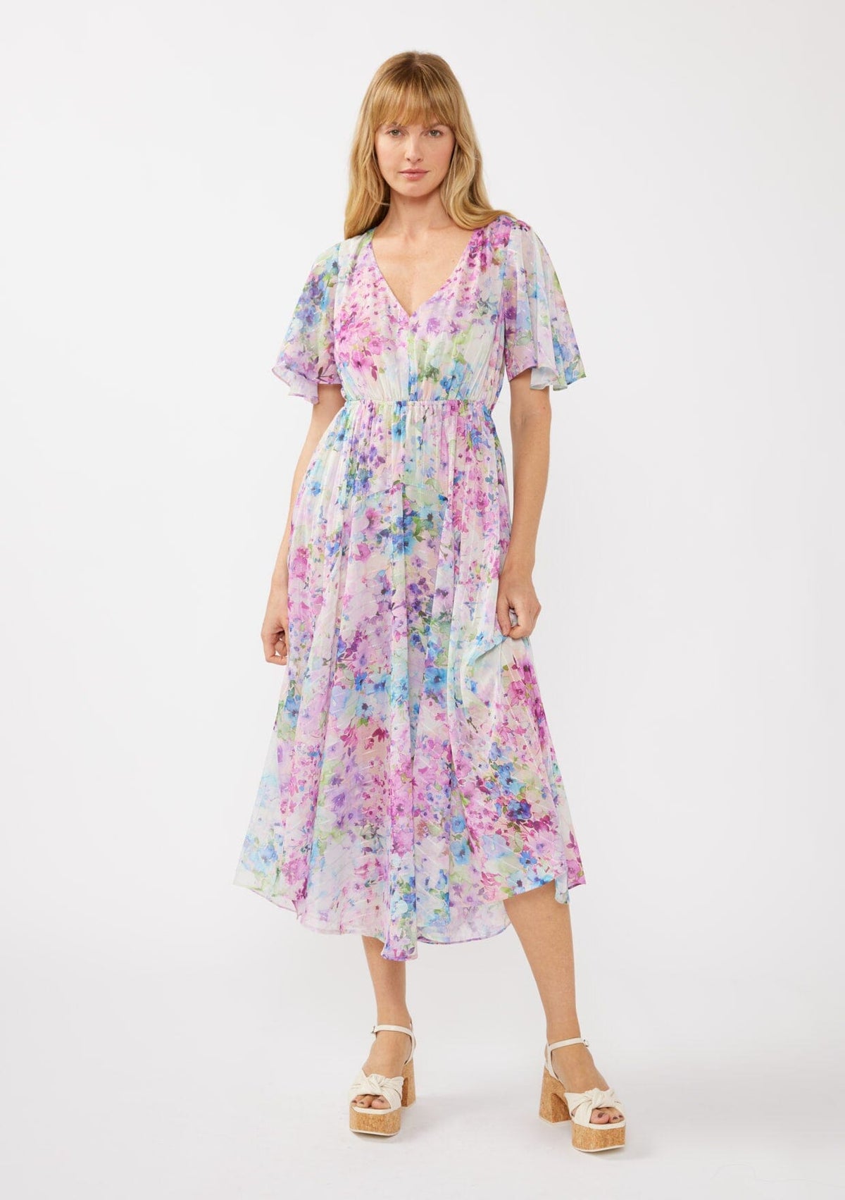 Floral Muse Midi Dress Light Pink/Purple / M Floral Muse Midi Dress Light Pink/Purple / M
