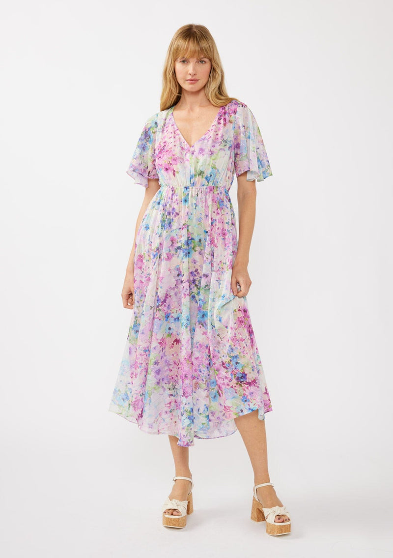 Floral Muse Midi Dress Light Pink/Purple / L Floral Muse Midi Dress Light Pink/Purple / L