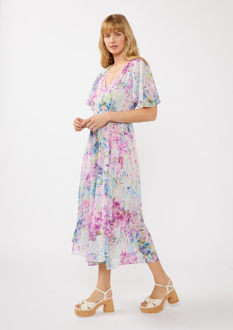 Floral Muse Midi Dress Light Pink/Purple / L Floral Muse Midi Dress Light Pink/Purple / L