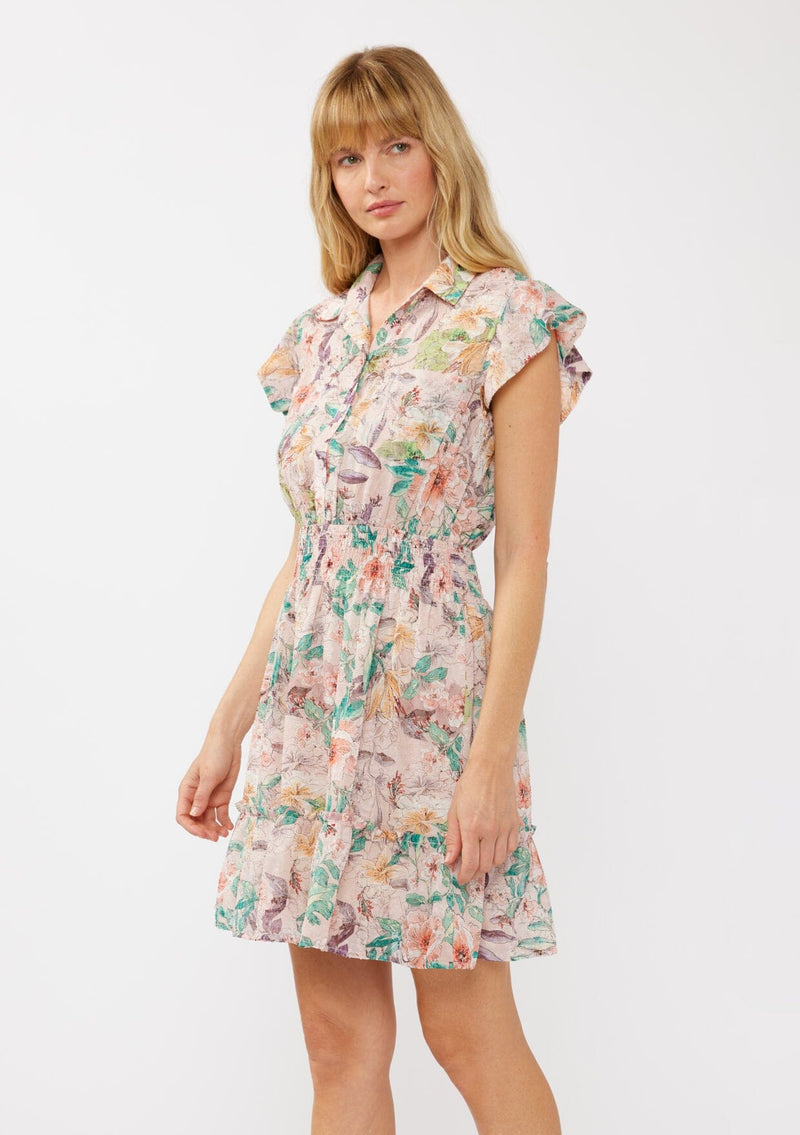 Floral Dust Mini Dress Natural/Dusty Peach / S Floral Dust Mini Dress Natural/Dusty Peach / S