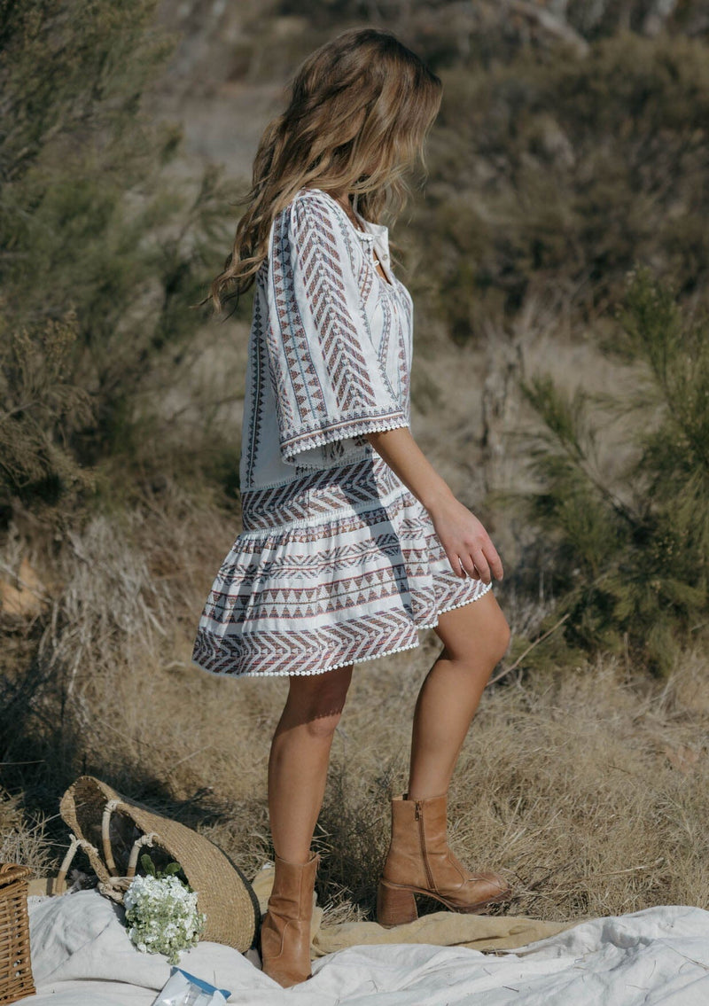 relaxed mini dress Moon Chaser Mini Dress Off White Multi / L