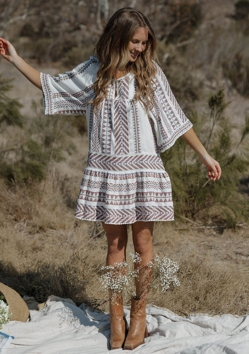 Moon Chaser Mini Dress Off White Multi / L Moon Chaser Mini Dress Off White Multi / L