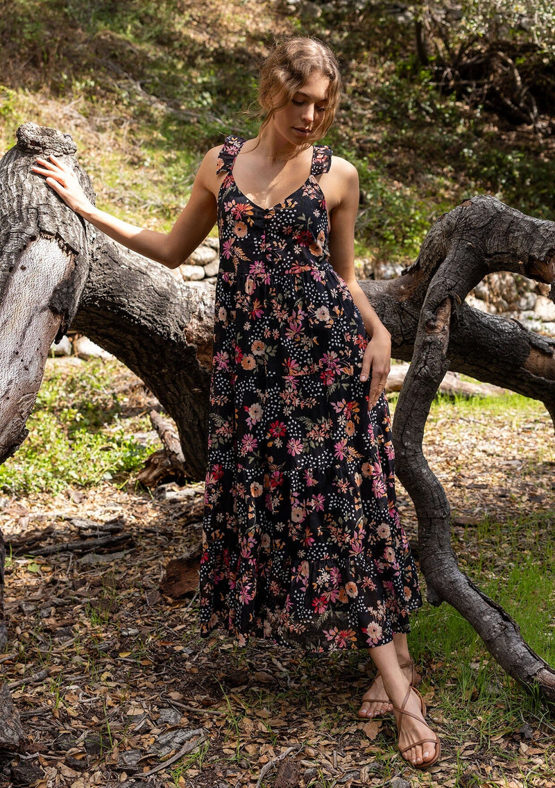 Garden Affair Maxi Dress Black/Dusty Rose / Xs Garden Affair Maxi Dress Black/Dusty Rose / Xs