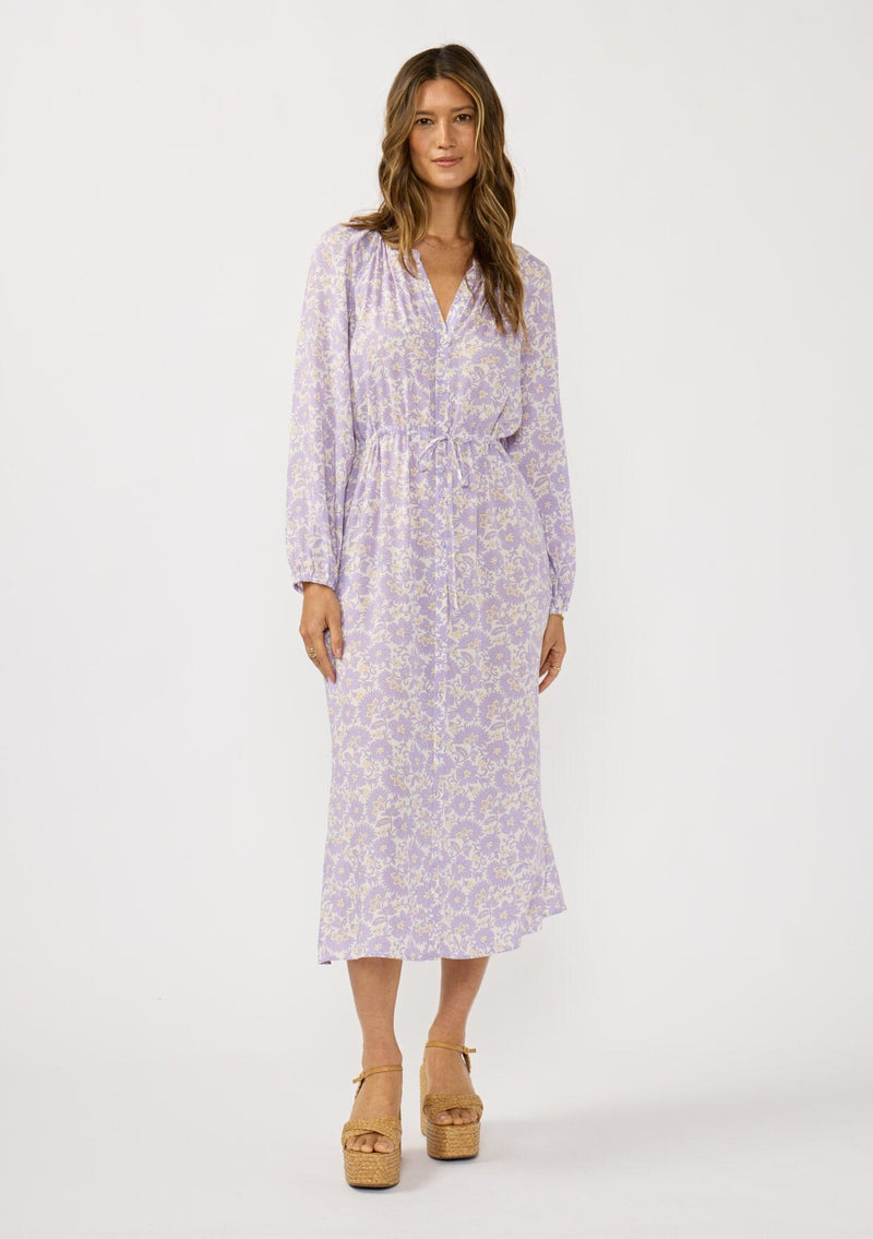 long sleeve floral dress midi Mac Duggal 11405 Day Party Floral midi chiffon modest dress