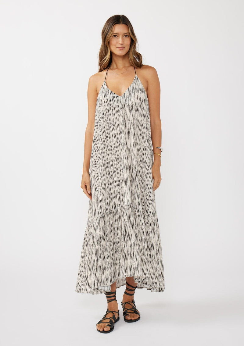 Mindy Backless Maxi Dress Natural/Black / S/M Mindy Backless Maxi Dress Natural/Black / S/M