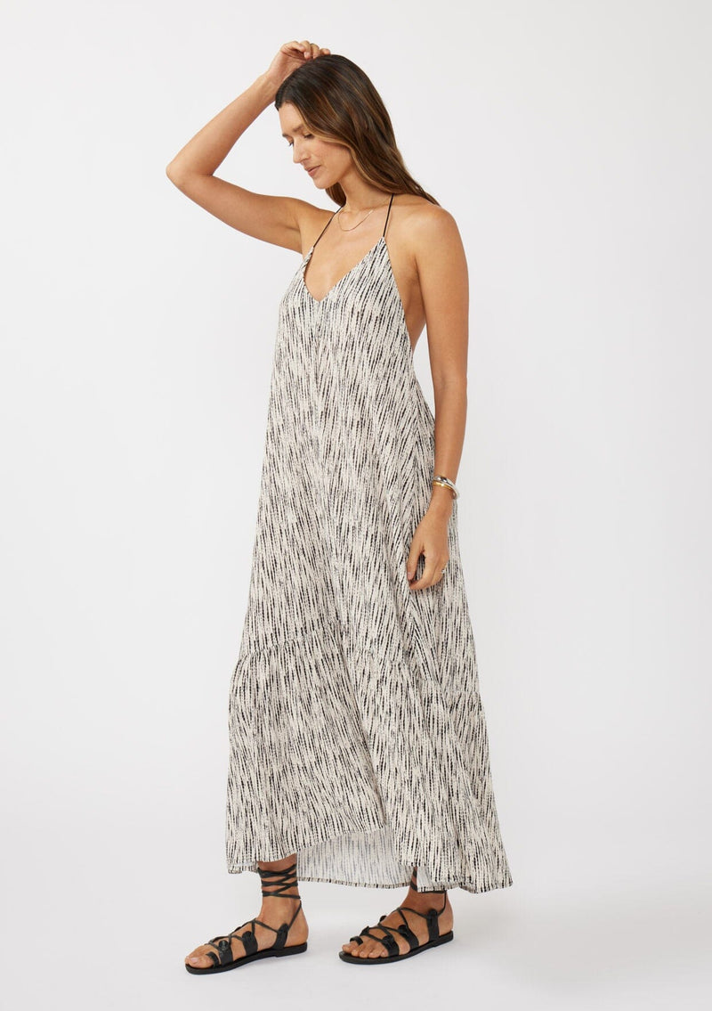 Mindy Backless Maxi Dress Natural/Black / S/M Mindy Backless Maxi Dress Natural/Black / S/M