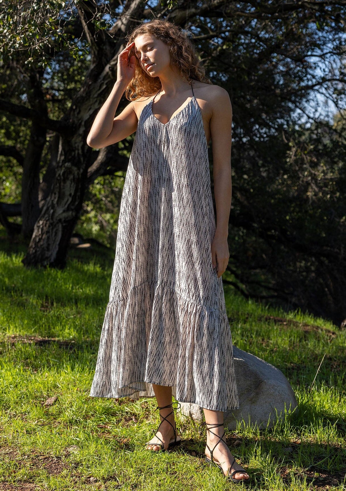 women summer boho strappy long maxi dress Flowy Halter Beach Baby Girls Smocked Classic product-type-Crop comfortable style Flowy skirt CAMO Colors:MC2 BLUE