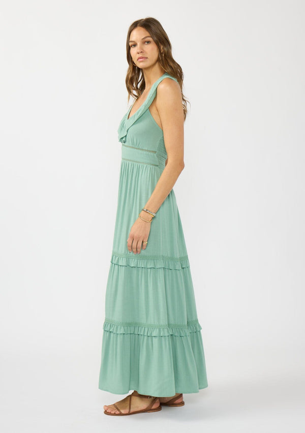 sage green boho dress Flowy Beach Wedding Indulge in the perfect blend of comfort and elegance through our exquisite vertical ruffled maxi dress Boho Sage Green Maxi Dress
