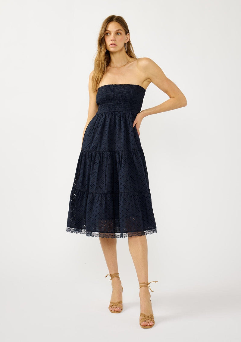 Mabel Eyelet Midi Dress Navy / M Mabel Eyelet Midi Dress Navy / M