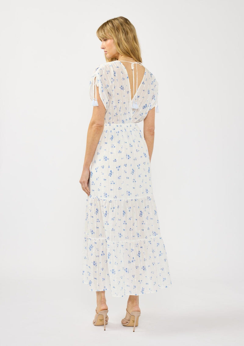 white dress with blue pattern BLUE & WHITE COTTON MAXI main image 1