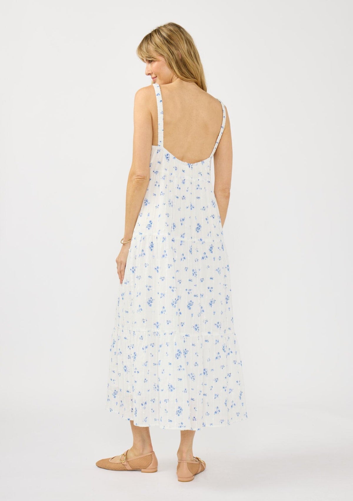 blue white boho dress Dixie Blue & White Strapless Pocket Mini Dress