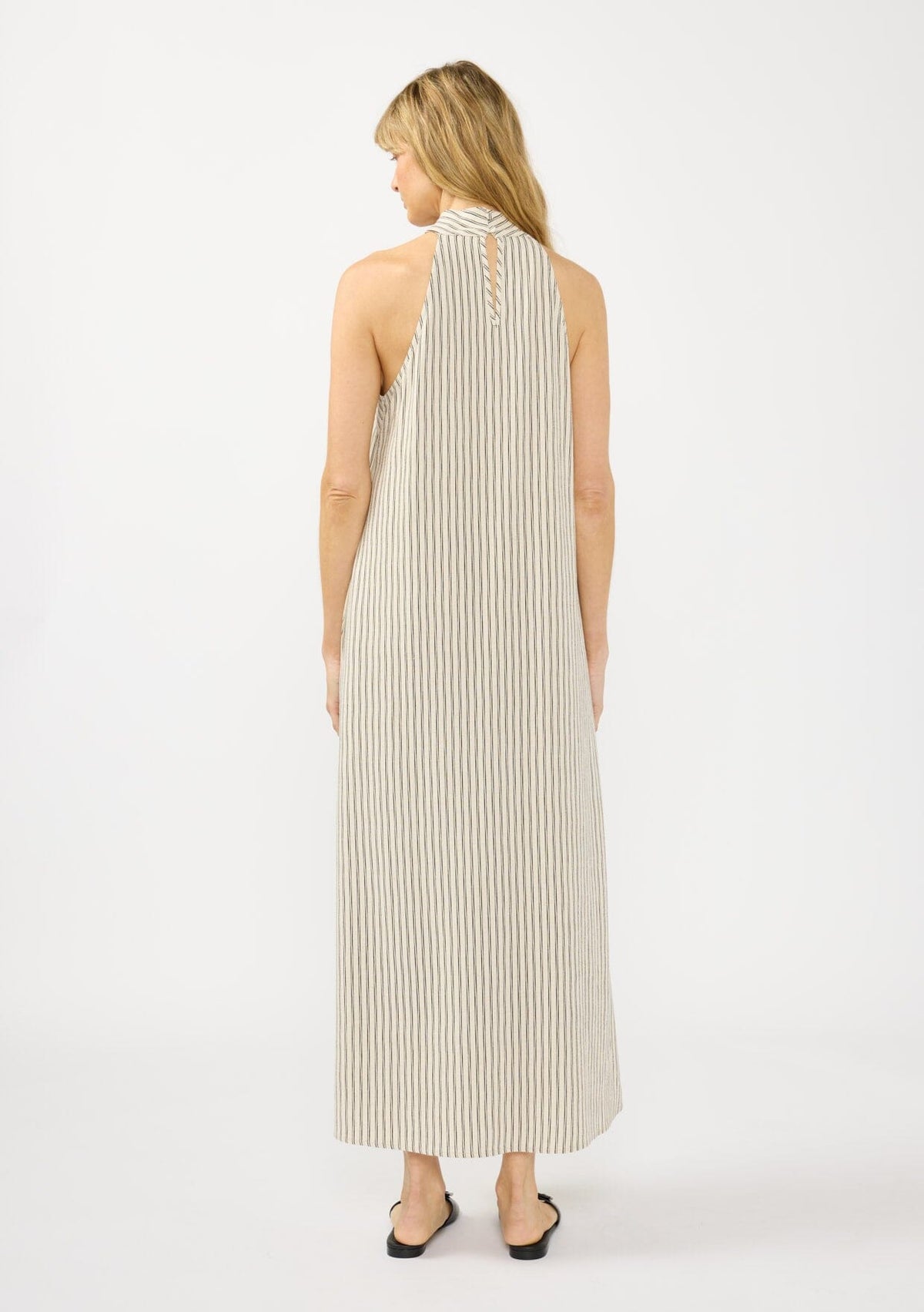 beige striped maxi dress Anna Maria TAN Striped Maxi Dress S / TAN