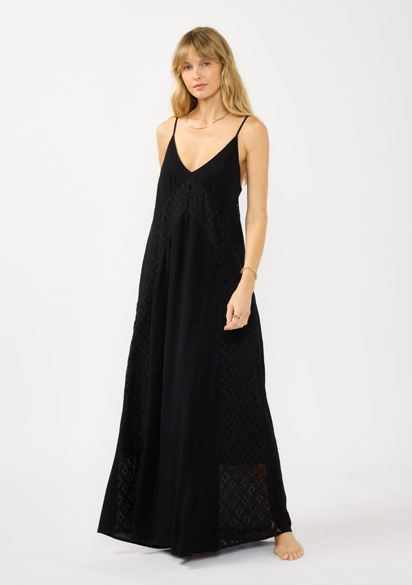 blue dress for baby girl L'agence Women's Alona Lace Maxi Skirt - Black main image 1