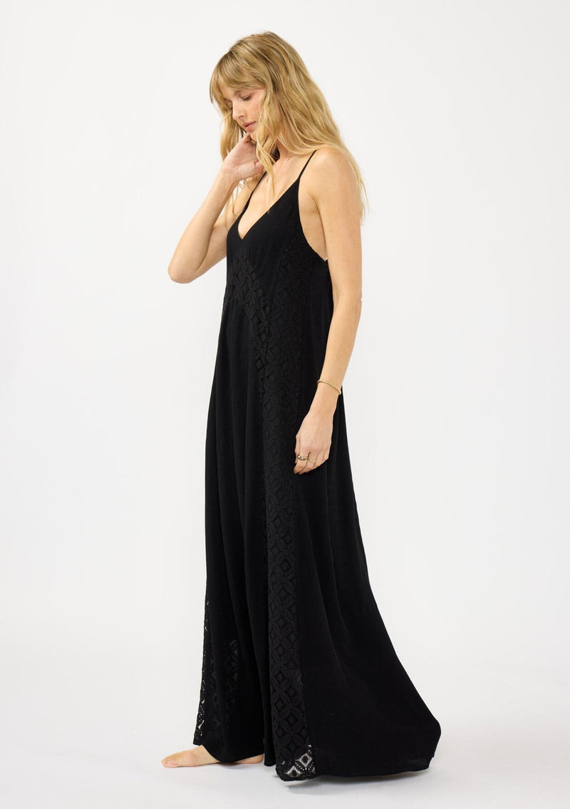 black lace flowy dress Julie Maxi / M beach walks