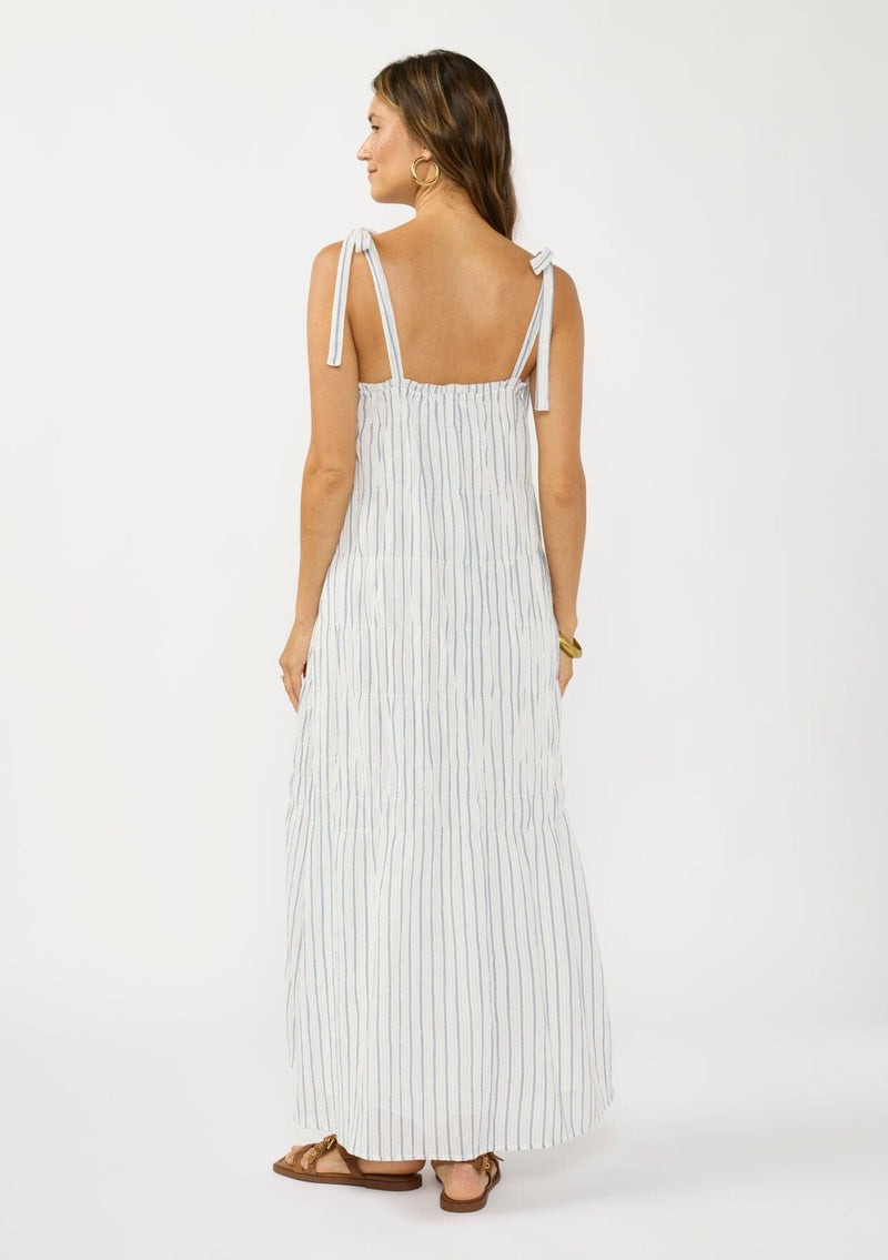 backless striped maxi dress The Striped High Neck Backless Maxi Dress in Black & Ivory