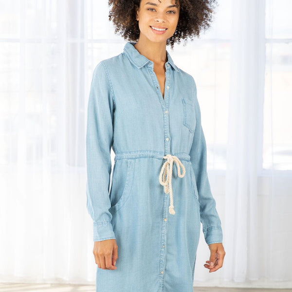 Tencel Mini Shirt Dress Medium Blue / S Tencel Mini Shirt Dress Medium Blue / S