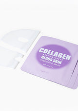 Collagen sheet mask packaging with visible brand name on a white background