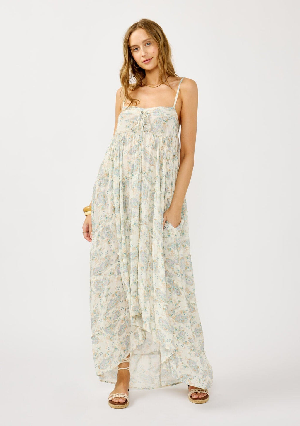 Del Mar Paisley Maxi Dress Vanilla/Dusty Purple / L