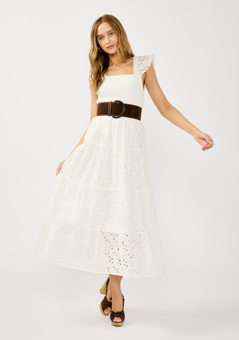 Women's White Cotton Embroidered Eyelet Maxi Dress | LOVESTITCH Women's White Cotton Embroidered Eyelet Maxi Dress | LOVESTITCH