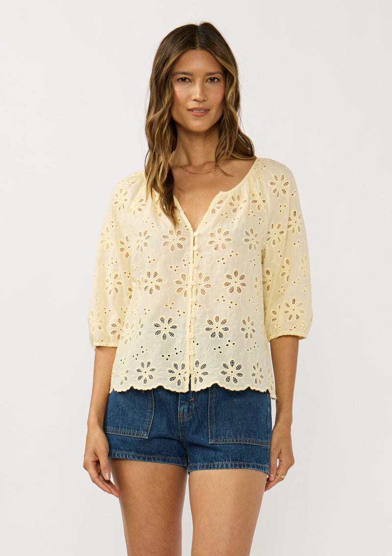 Women's Cotton Embroidered Eyelet Blouse | LOVESTITCH