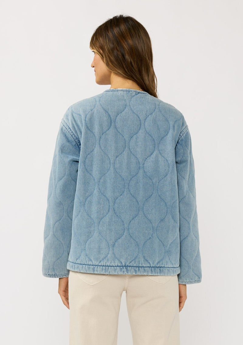 Women's Quilted Denim Jacket with Pockets | LOVESTITCH